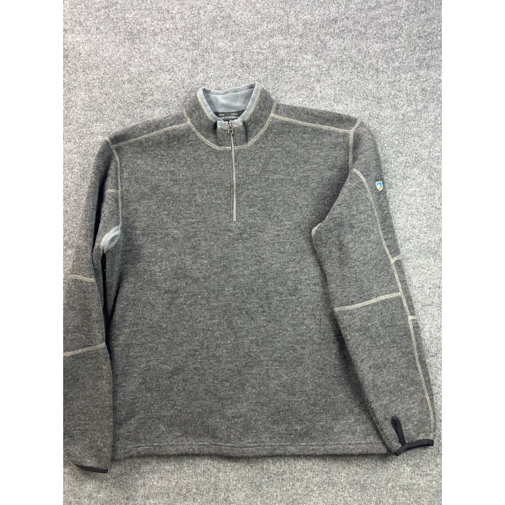 Kuhl ThermoKore Pullover Mens XXL Gray Wool Blend 1/4 Zip Fleece Midlayer Heavy